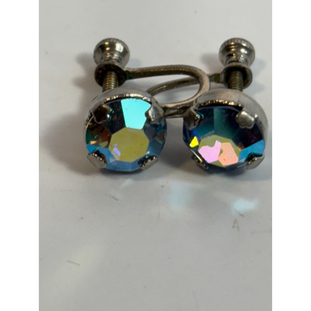 Vintage Rhinestone Earrings Clip On Sparkly Retro Mid Century Glam‎ Jewelry